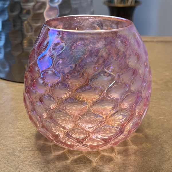 Faceted Glass Votive Holder - Pink