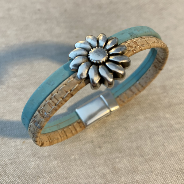 Cork Bracelet with Sunflower