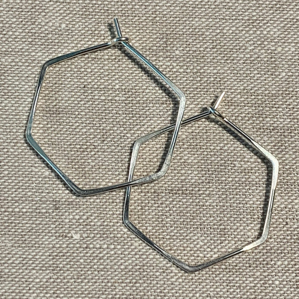 Hexagon Hoops - Sterling Silver - Small (1")