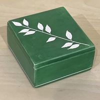 Soapstone Keepsake Box, Green, 3 x 3 inches