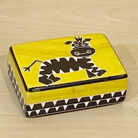 Soapstone Zebra Keepsake Box, Yellow