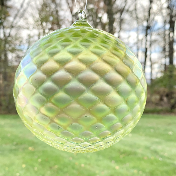 NEW ITEM - Faceted Glass Ornament - Lime Opaque