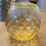 Faceted Glass Votive Holder - Yellow