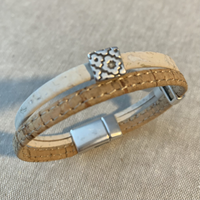 Cork Bracelet with Flower Tile
