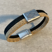 Cork Bracelet with Hammered Rectangle