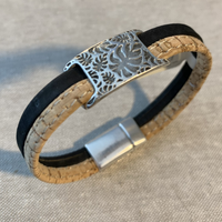 Cork Bracelet with Etched Leaves