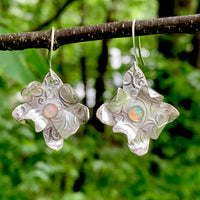 ALGOMA - Sterling Silver Flower Earrings with White Opal