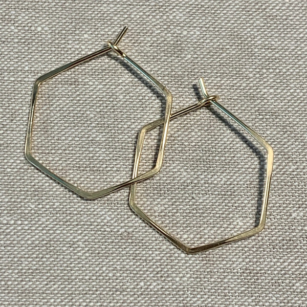 Hexagon Hoops - Gold Filled - Small (1")