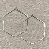 Hexagon Hoops - Sterling Silver - Large (1.5")