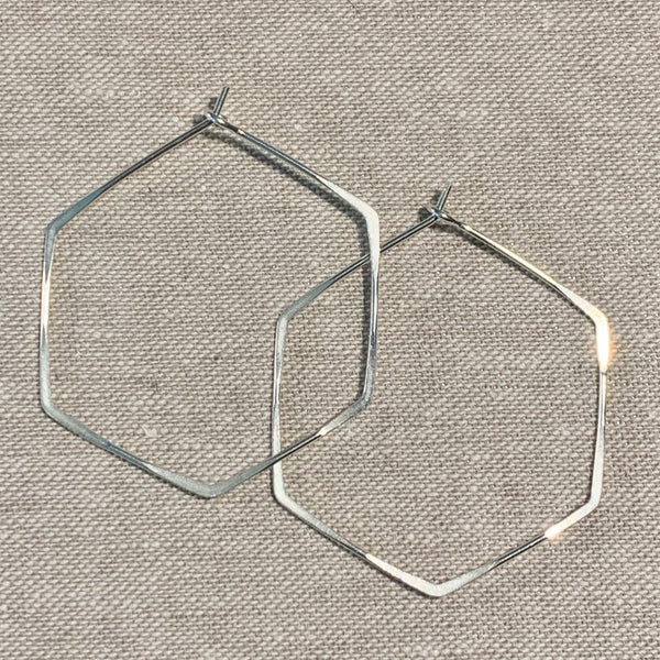 Hexagon Hoops - Sterling Silver - Large (1.5")