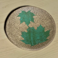 Stoneware Round Dish - Natural with Maple Leaves