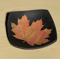 Stoneware Square Dish - Black with Autumn Maple Leaf