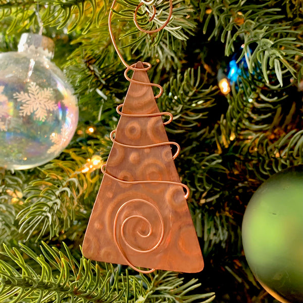 Copper Ornament - Christmas Tree with Garland